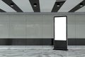 Blank Trade Show LCD Screen Display Stand as Template for Your Design in Subway Station. 3d Rendering Royalty Free Stock Photo