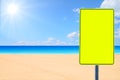 Blank traffic sign by a sea