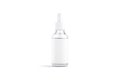 Blank transparent glass dropper bottle with label mockup, front view