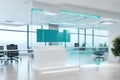 Blank transparent glass Interior Office Corporate indications plate mockup.