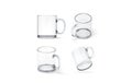 Blank transparent glass mug mock up set isolated,