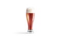 Blank transparent red beer glass mockup, front view Royalty Free Stock Photo