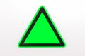 Blank triangle hazard, attention, warning, danger sign. Empty triangular sticker in green and black colors Royalty Free Stock Photo