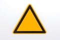 Blank triangle hazard, attention, warning, danger sign. Empty triangular sticker in yellow and black colors Royalty Free Stock Photo