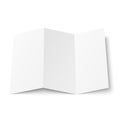 Blank trifold leaflet on white background top view. Royalty Free Stock Photo