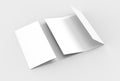 A4. Blank trifold paper brochure mock-up on soft gray background Royalty Free Stock Photo