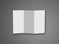 Blank Trifold white template paper isolated on grey background w Royalty Free Stock Photo