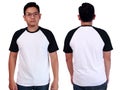 White Black Ringer Shirt Mockup Template