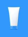 Blank two tone packaging cosmetic tube isolated on blue