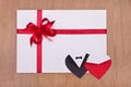 Blank valentine card with red ribbon