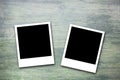 Blank valentine photo frames on wood Royalty Free Stock Photo