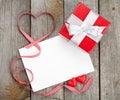 Blank valentines greeting card and small red gift box