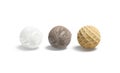 Blank vanilla, chocolate and waffle ice cream ball mockup, isolated