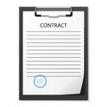 Blank vector contract with seal on clipboard.