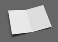 Blank vector two-leaf greeting card or brochure on gray. Royalty Free Stock Photo