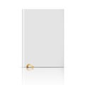 Blank vertical book template with gold bookmark.