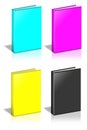 Blank vertical book template standing on white surface. CMYK 3D rendering Royalty Free Stock Photo