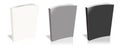 Blank vertical book template standing on white surface. White, grey, black. 3D rendering Royalty Free Stock Photo