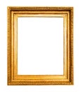 Blank vertical old wide carved gold picture frame Royalty Free Stock Photo