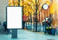 Blank vertical outdoor billboard mockup on city street Royalty Free Stock Photo