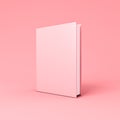 Blank vertical pink book cover template on pink pastel color background