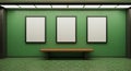 Blank Vertical Poster Mockups on Green Tiled Subway Wall Royalty Free Stock Photo