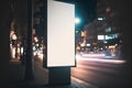 Blank vertical street billboard in city at night. 3d rendering Royalty Free Stock Photo