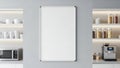 Blank Vertical White Board Mockup in Modern Kitchen Interior Royalty Free Stock Photo