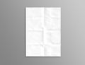 Blank vintage folded poster mockup on grey background. A4 paper sheet 3D rendering Royalty Free Stock Photo