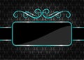 Blank vintage frame, banner, label. Frame Decorative with place for text. Background in black and turquoise color Royalty Free Stock Photo