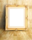 Blank Vintage Gold Victorian style picture frame on parquet room Royalty Free Stock Photo