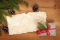 blank, vintage rural gift and Christmas tree branch
