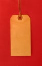 Blank Vintage Tag on Red Royalty Free Stock Photo