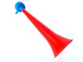 Blank vuvuzela stadium plastic horn. fan vuvuzela trumpet isolated on white background Royalty Free Stock Photo