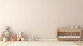 Blank wall mock up cozy nursery interior background, Scandinavian style children room generative ai Royalty Free Stock Photo