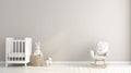 Blank wall mock up cozy nursery interior background, Scandinavian style children room generative ai Royalty Free Stock Photo