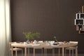 Blank wall mock up in the dinning room with served table