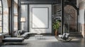 Blank wall mockup in loft interior background, industrial style, industrial interior. Generative Ai Royalty Free Stock Photo