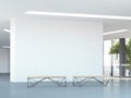 Blank wall in the modern office hall. 3d rendering