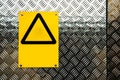 Blank warning sign on construction site Royalty Free Stock Photo