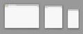 Blank web browser windows for different devices. Website flat template.