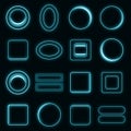 Blank web buttons icons set vector neon Royalty Free Stock Photo