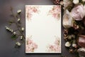 blank wedding card with flowers. Generative Ai