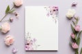 blank wedding card with flowers. Generative Ai