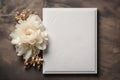 blank wedding card with flowers. Generative Ai