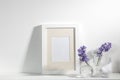 Blank wedding invitation stationery card mockup with envelope on white background with hyacinth flowers, feminine blog. Valentines Royalty Free Stock Photo