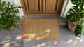 Woven Blank Welcome Mat At Custom Front Door of House. Generative AI