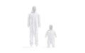 Blank white adult and kid plush jumpsuit with hood mockup,