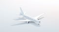 Blank white airplane mock up stand, side view isolated,