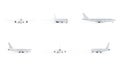 Blank white airplane mockup, rotation angles of all sides Royalty Free Stock Photo